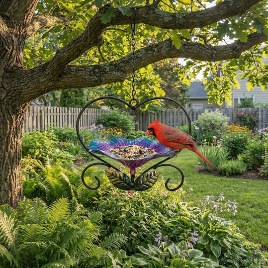 🔥Limited Edition, Only 100 Sets Left! - Heart-Shaped Wrought Iron Flower Bird Feeder