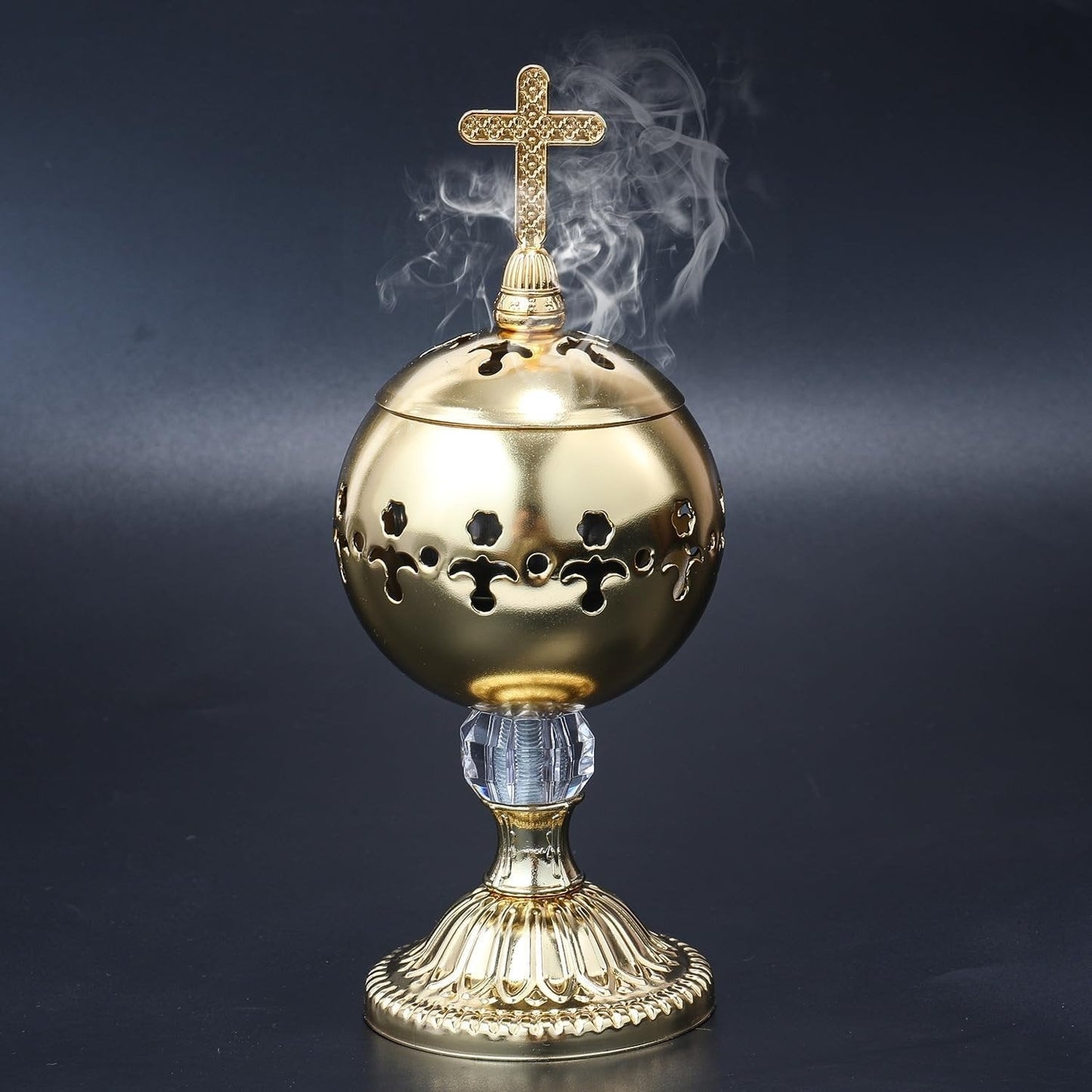 ✝️Jesus bless you✝️🌟 Silver Charcoal Incense Burner Catholic Cross Censer – Brass Plated Distiller for Church & Home 🌟