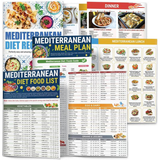 🎁Last Day 50% OFF🔥3-Pack Mediterranean Diet Chart Food List 2026, Mediterranean Ingredient Meal Plan