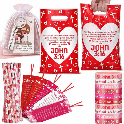 🌹Early Valentine Sale 70% OFF -❤️96 Pcs/12 Sets Religious Valentine's Day Gifts Party Favors🙏