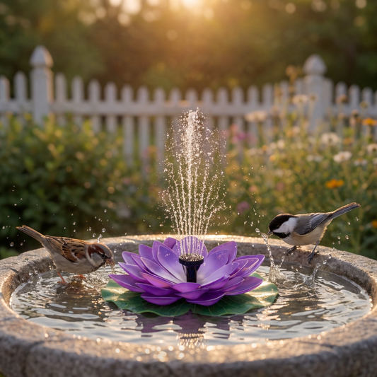 Solar Lotus Bird Bath Fountain