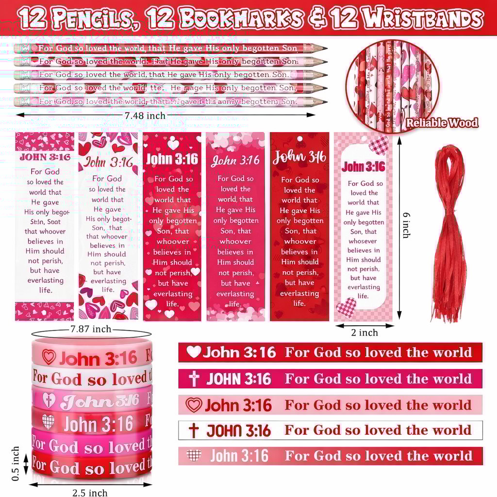 🌹Early Valentine Sale 70% OFF -❤️96 Pcs/12 Sets Religious Valentine's Day Gifts Party Favors🙏